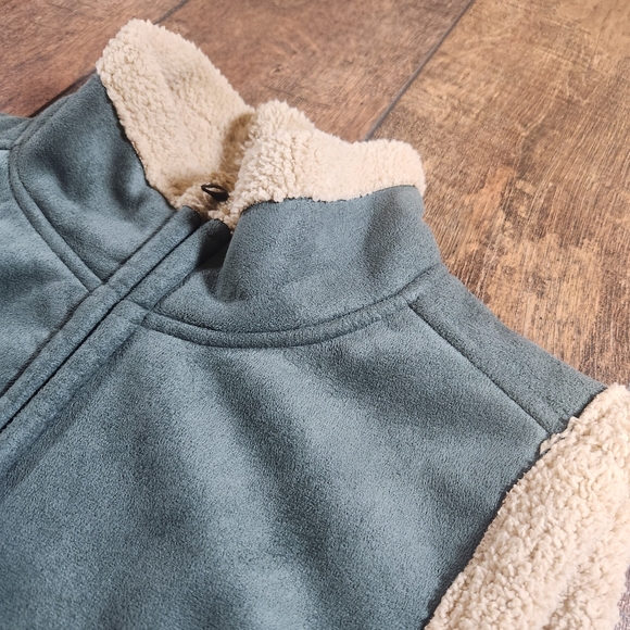 Bit & Bridle Womens Size M Green Tan Full Zip Fleece Lined Vest Western Workwear - Picture 2 of 6